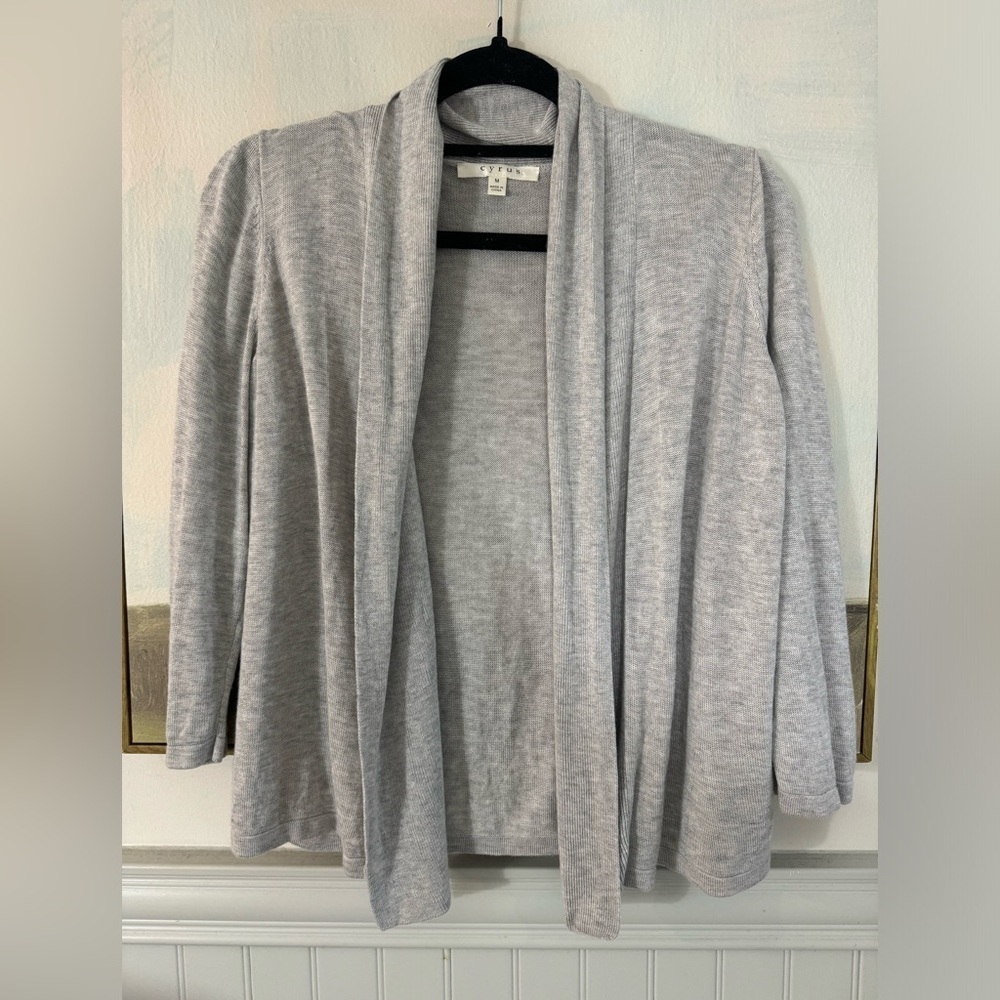 CYRUS Grey Open Front Ribbed Knit Blazer Size Medium